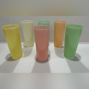 6 Vintage 1970's Tupperware Plastic Pastel Drinking Cups